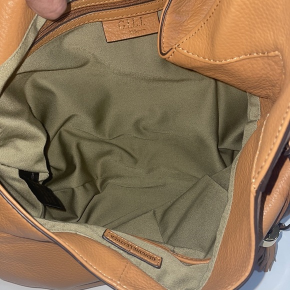 G.I.L.I Classic Leather Hobo Verona Shoulder Bag Tan Color - Picture 6 of 9